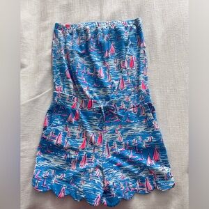 Lilly Pulitzer Strapless Sailboat Romper - size small